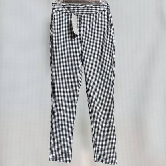 Lucy Wang Make It Fair Gingham Trouser Pants, Small, Black And White, NWT - Picture 3 of 14